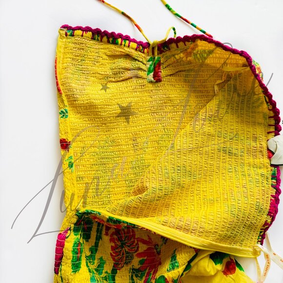 FARM RIO Delicate Fruit Garden Yellow Smocked Maxi Dress NWT - Picture 9 of 11